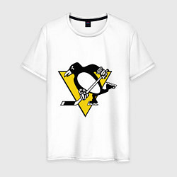 Футболка хлопковая мужская Pittsburgh Penguins, цвет: белый