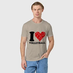 Футболка хлопковая мужская I love volleyball - Я люблю волейбол, цвет: миндальный — фото 2
