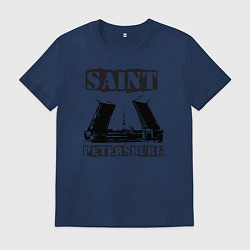 Футболка хлопковая мужская Санкт-Петербург, цвет: тёмно-синий
