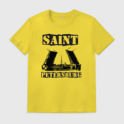 Футболка хлопковая мужская Санкт-Петербург, цвет: желтый