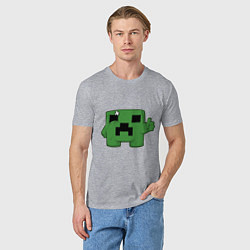 Футболка хлопковая мужская Minecraft Green, цвет: меланж — фото 2