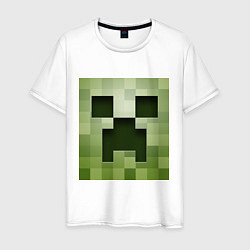 Футболка хлопковая мужская Мinecraft creeper, цвет: белый