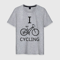 Футболка хлопковая мужская I love cycling, цвет: меланж