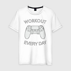 Футболка хлопковая мужская WorkOut Every Day, цвет: белый