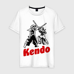 Футболка хлопковая мужская Kendo fencing, цвет: белый