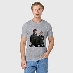 Футболка хлопковая мужская Sherlock, цвет: меланж — фото 2