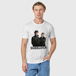 Футболка хлопковая мужская Sherlock, цвет: белый — фото 2