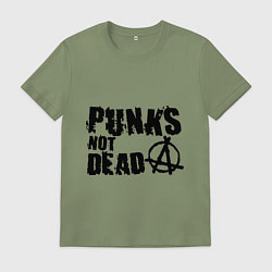 Футболка хлопковая мужская Punks not dead, цвет: авокадо