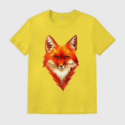 Футболка хлопковая мужская Огенный лис, цвет: желтый