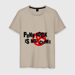 Футболка хлопковая мужская Punk Rock is not a crime, цвет: миндальный