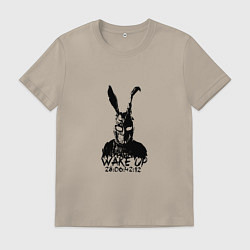 Футболка хлопковая мужская Wake Up 28:06:42:12, цвет: миндальный