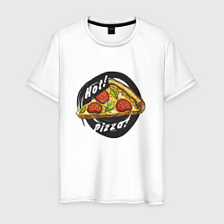 Футболка хлопковая мужская Hot Pizza, цвет: белый