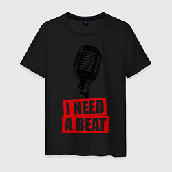 Футболка хлопковая мужская I Need A Beat, цвет: черный