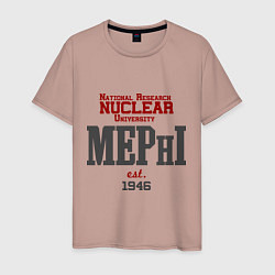 Футболка хлопковая мужская MEPHI, цвет: пыльно-розовый