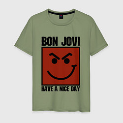 Футболка хлопковая мужская Bon Jovi: Have a nice day, цвет: авокадо