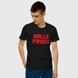 Футболка хлопковая мужская Hello Friend, цвет: черный — фото 2
