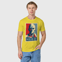 Футболка хлопковая мужская Saitama Hero, цвет: желтый — фото 2