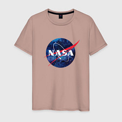 Футболка хлопковая мужская NASA: Cosmic Logo, цвет: пыльно-розовый