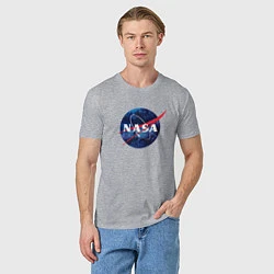 Футболка хлопковая мужская NASA: Cosmic Logo, цвет: меланж — фото 2