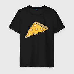 Футболка хлопковая мужская Bitcoin Pizza, цвет: черный