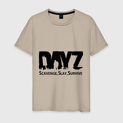 Футболка хлопковая мужская DayZ: Slay Survive, цвет: миндальный