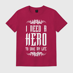 Футболка хлопковая мужская Skillet: I need a Hero, цвет: маджента