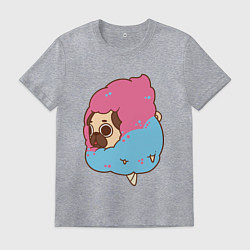 Футболка хлопковая мужская Мопс-мороженое, цвет: меланж