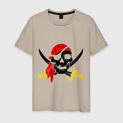 Футболка хлопковая мужская Пиратская футболка, цвет: миндальный