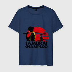 Футболка хлопковая мужская Самурай Champloo закат, цвет: тёмно-синий