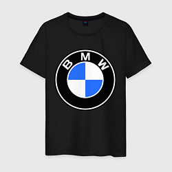 Футболка хлопковая мужская Logo BMW, цвет: черный