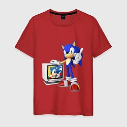 Футболка хлопковая мужская Sonic TV, цвет: красный