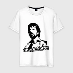Футболка хлопковая мужская Chuck Norris: He Waits, цвет: белый