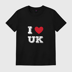 Футболка хлопковая мужская I love UK, цвет: черный