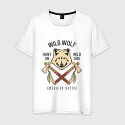 Футболка хлопковая мужская Wild Wolf, цвет: белый