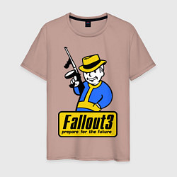 Футболка хлопковая мужская Fallout 3 Man, цвет: пыльно-розовый