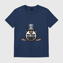 Футболка хлопковая мужская Edmonton Oilers Hockey, цвет: тёмно-синий