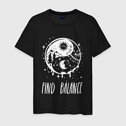 Футболка хлопковая мужская Find Balance, цвет: черный