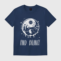 Футболка хлопковая мужская Find Balance, цвет: тёмно-синий