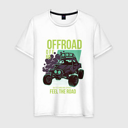 Футболка хлопковая мужская Offroad: Feel the Road, цвет: белый