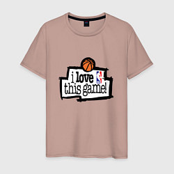 Футболка хлопковая мужская Basketball: I love this game, цвет: пыльно-розовый