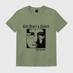 Футболка хлопковая мужская Give Peace a Chance, цвет: авокадо