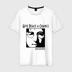 Футболка хлопковая мужская Give Peace a Chance, цвет: белый