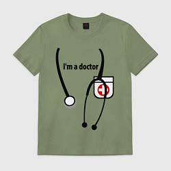 Футболка хлопковая мужская I m doctor, цвет: авокадо
