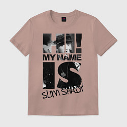 Футболка хлопковая мужская My name is slim shady, цвет: пыльно-розовый