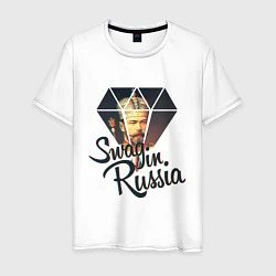 Футболка хлопковая мужская SWAG in Russia, цвет: белый