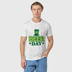 Футболка хлопковая мужская Beer day, цвет: белый — фото 2