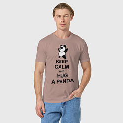 Футболка хлопковая мужская Keep Calm & Hug A Panda, цвет: пыльно-розовый — фото 2