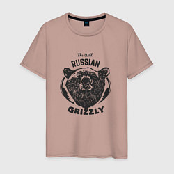 Футболка хлопковая мужская Russian Grizzly, цвет: пыльно-розовый