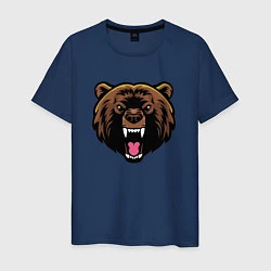 Футболка хлопковая мужская Злой медведь, цвет: тёмно-синий