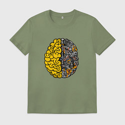 Футболка хлопковая мужская Мозг инженера, цвет: авокадо